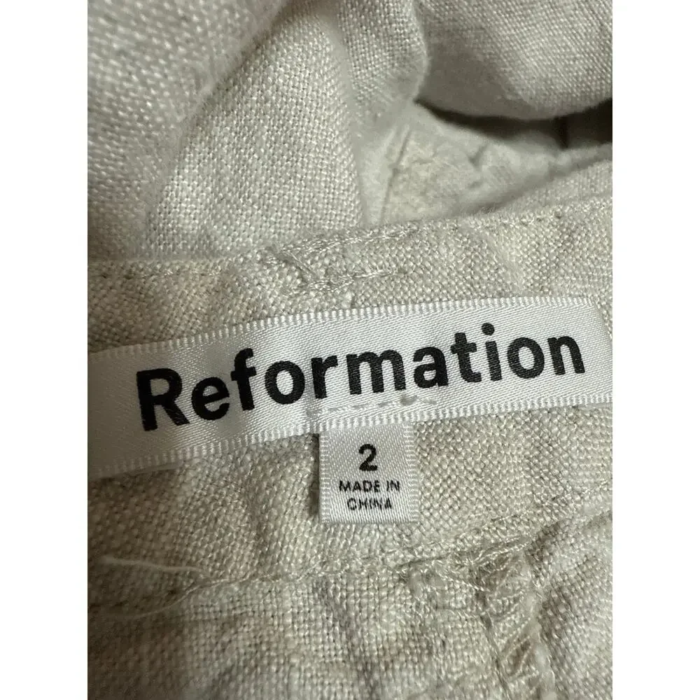 Reformation Women's Gray Linen High Waisted Straight Trousers Pants Size 2
